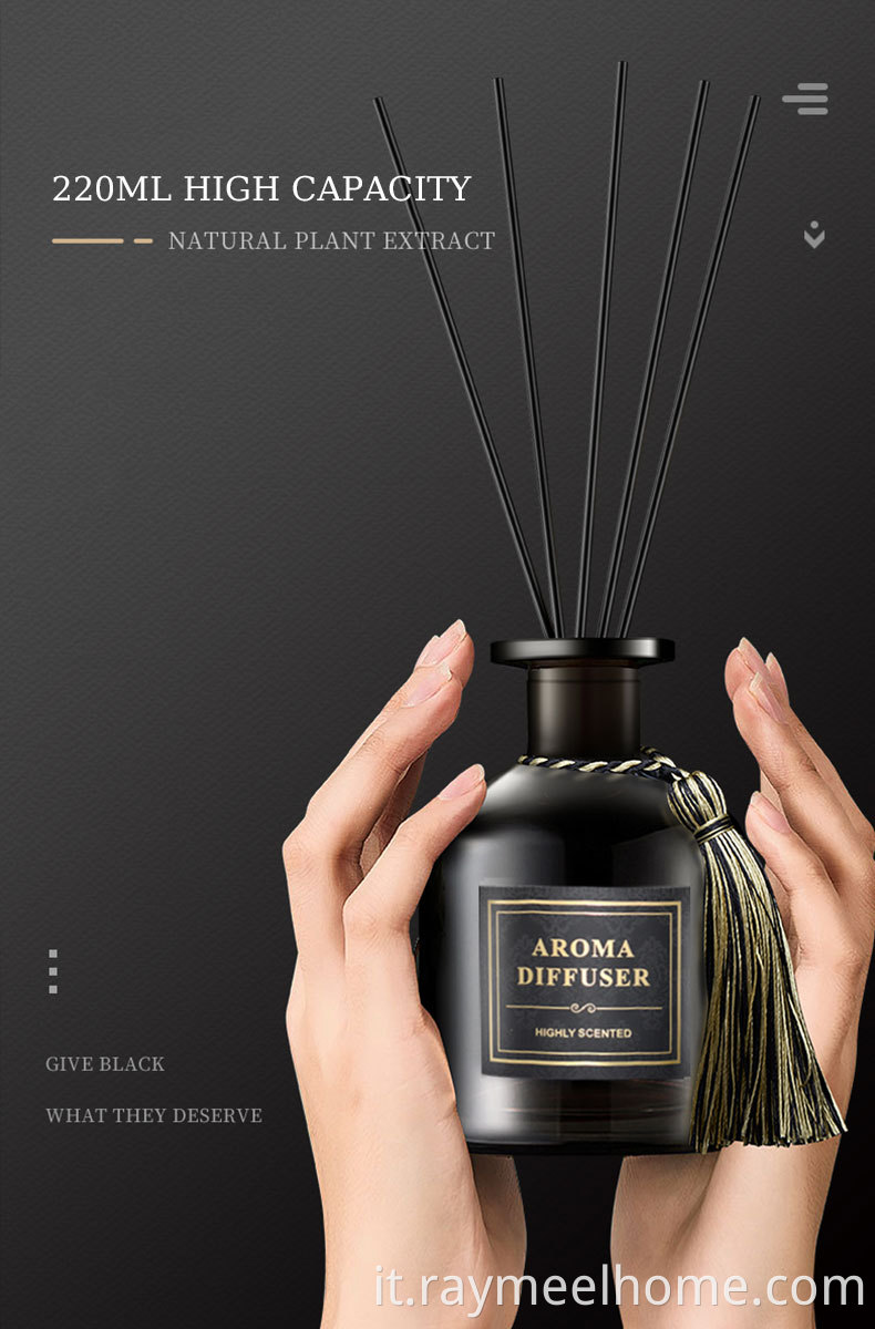 220 ml di grande decorazione top decorazione per casa fragranza di aria bottiglia nera Diffusore